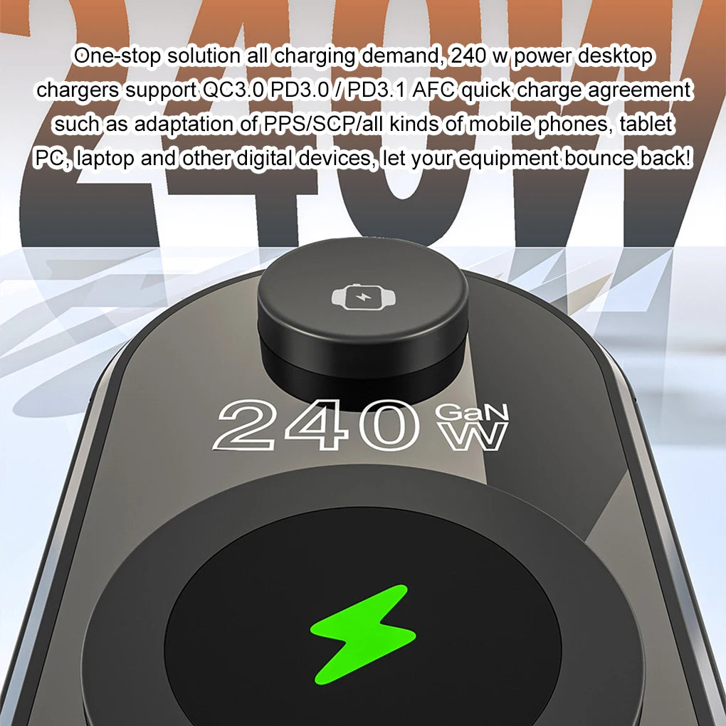 240W Langaton Latausasema – All-in-One Digitaalikello, Herätyskello ja Pikalataus