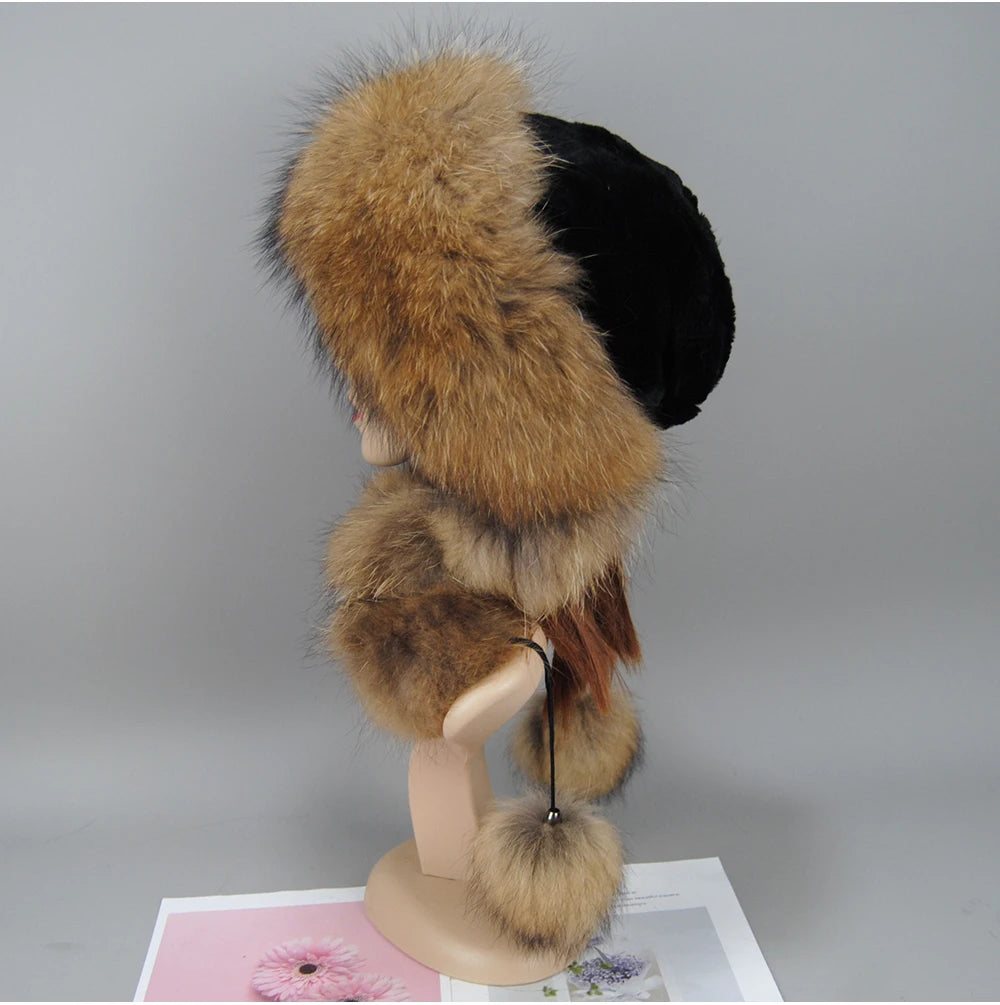 Women's genuine fox fur hat, different shades