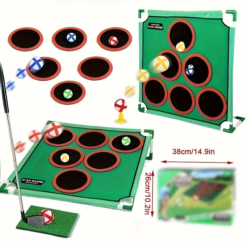 Portable golf practice net with 6 goals, for indoor and outdoor use