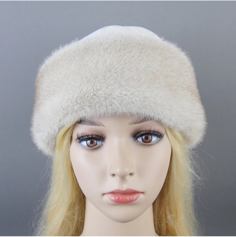 Women's luxury mink fur hat, available in different variations