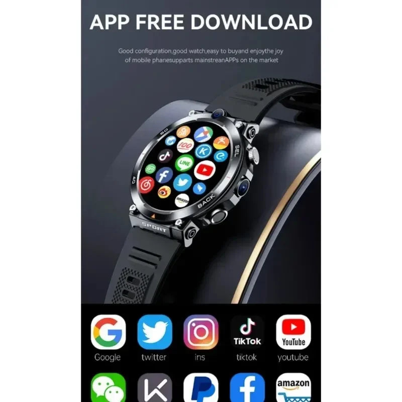 H10 4G LTE Smartwatch for Men, High-Tech, Dual Camera and Video Calls