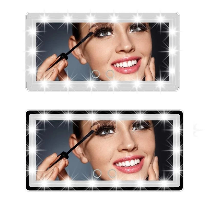 Car LED makeup mirror, adjustable brightness, touch function, sun protection