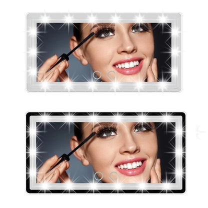 Car LED makeup mirror, adjustable brightness, touch function, sun protection