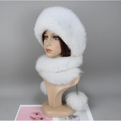 Women's genuine fox fur hat, different shades