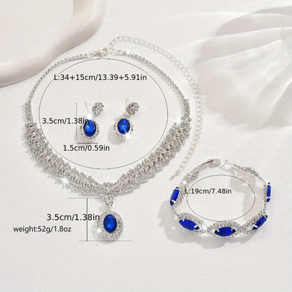 Bridal jewelry set, necklace+earrings, sparkling rhinestones