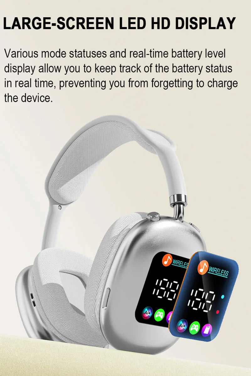 Premium wireless headphones with RGB display, memory card reader