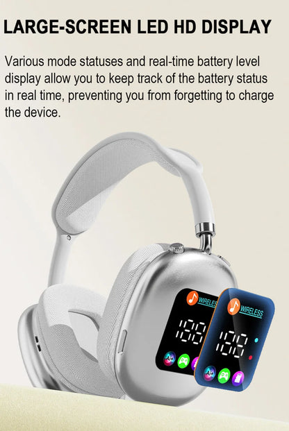 Premium wireless headphones with RGB display, memory card reader