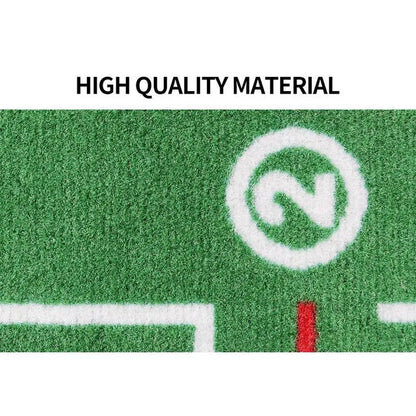 Golf putting practice mat, with guide lines and automatic ball return