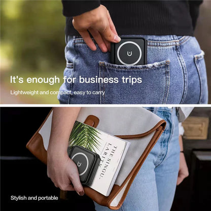 3-in-1 Taitettava Magneettinen Langaton Laturi – Matka- ja Kannettava – iPhone 12-15, AirPods