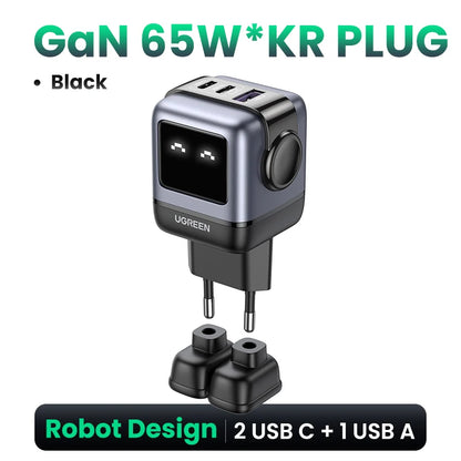 UGREEN 65W GaN Laturi Robot-muotoilu - PD Pikalaturi MacBook Pro, iPad, iPhone 16/15 Pro
