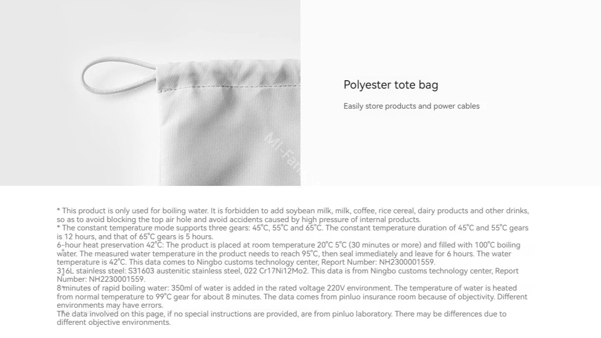 Xiaomi Mijia Kannettava Sähköinen Lämmityskuppi 2 - 316 Ruostumaton Teräs, Kiehumiskuppi Opiskelijoille ja Asuntolaan