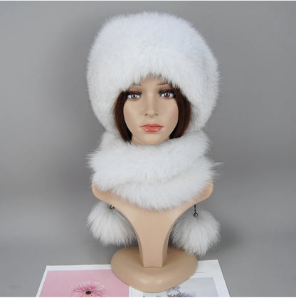 Women's genuine fox fur hat, different shades