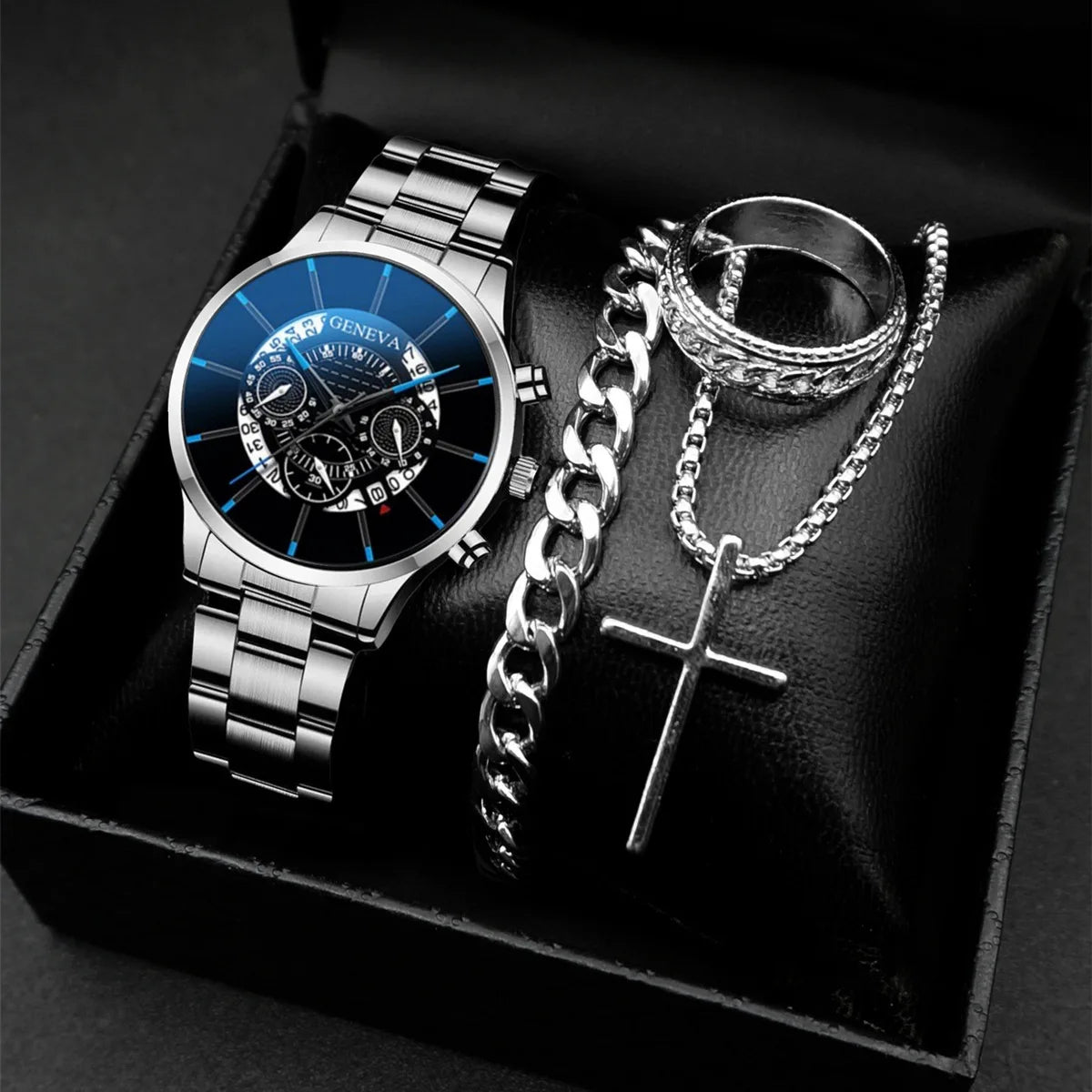 Stylish men's watch and jewelry set, just the watch or the whole package