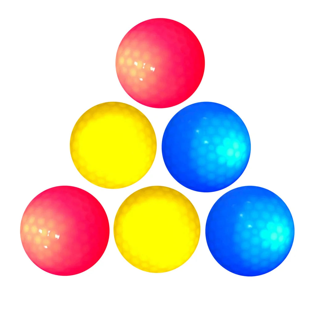 LED golf balls 6 pcs, illuminated golf balls for night play