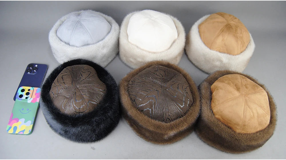 Women's luxury mink fur hat, available in different variations