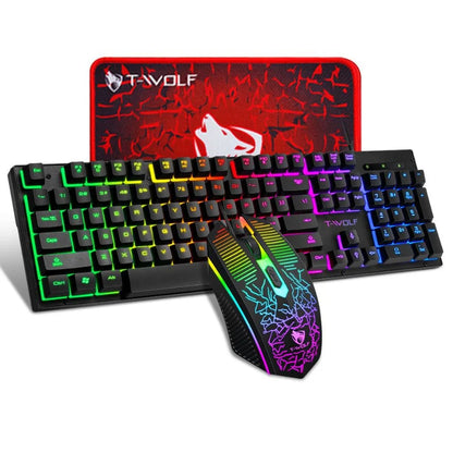 Wired RGB keyboard and mouse set for gaming and work