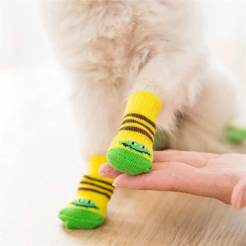 Breathable dog socks 4pcs, cotton socks with non-slip soles for dogs and cats