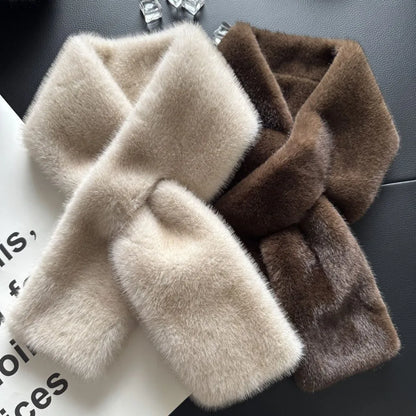 Soft women's rabbit fur scarf for winter