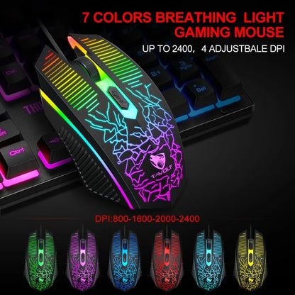 Wired RGB keyboard and mouse set for gaming and work