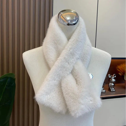 Soft women's rabbit fur scarf for winter