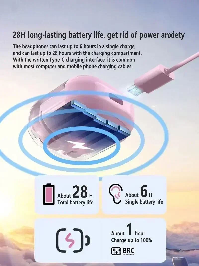 T2 TWS Langattomat Bluetooth-kuulokkeet - Läpinäkyvä ENC LED-näytöllä