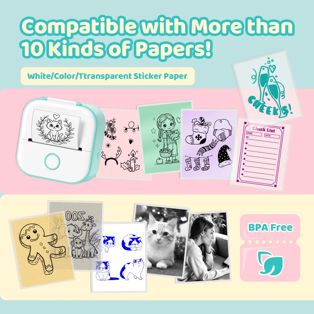 Phomemo T02 mini thermal printer, wireless pocket printer for labels