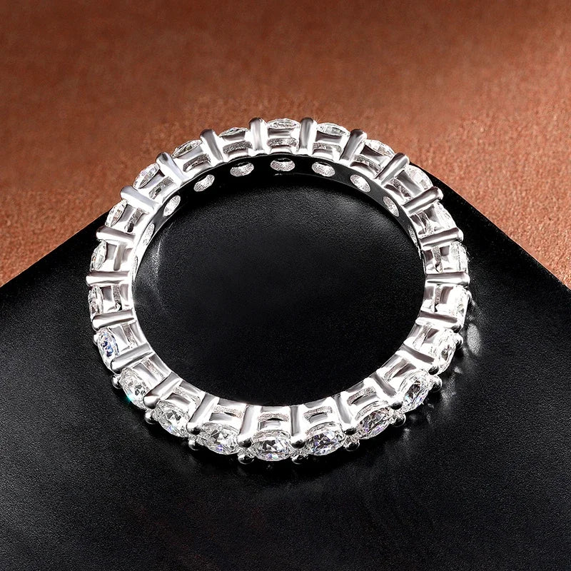 Moissanite ring, 925 silver, 18k white gold plating, engagement ring style