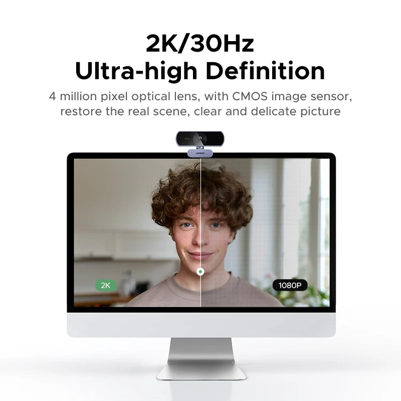 UGREEN 2K Webkamera Mikrofonilla - Full HD USB Kamera Streamaukseen
