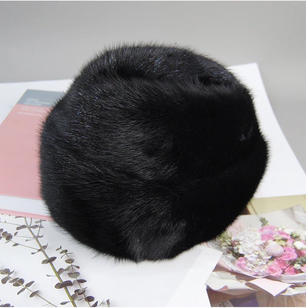 Genuine mink fur hat, luxury winter hat, unisex