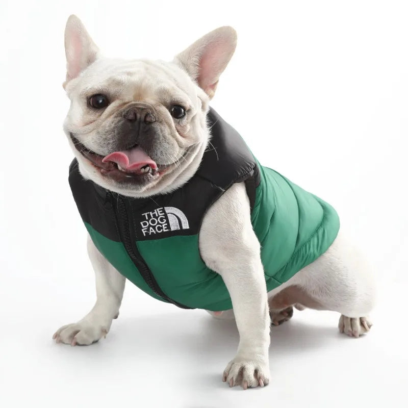 Warm winter dog vest with polo collar, for small, medium and large dogs