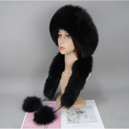 Women's genuine fox fur hat, different shades