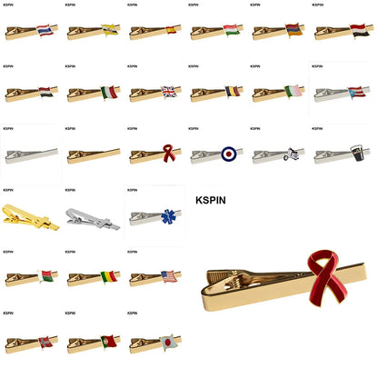 Men's national flag patterned tie bar, multiple countries