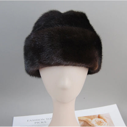 Genuine mink fur hat, luxury winter hat, unisex