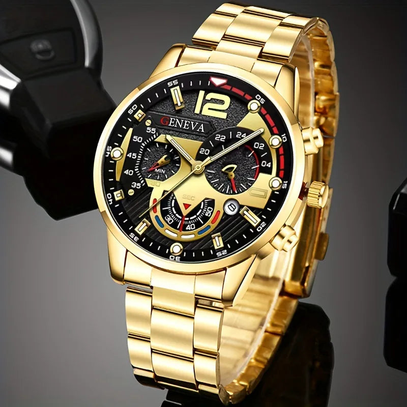 Stylish men's watch and jewelry set, just the watch or the whole package