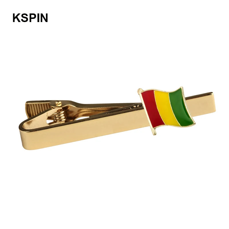 Men's national flag patterned tie bar, multiple countries