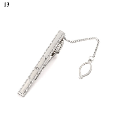 Men's silver-tone tie clip, decorated with beautiful crystal, available in different variations