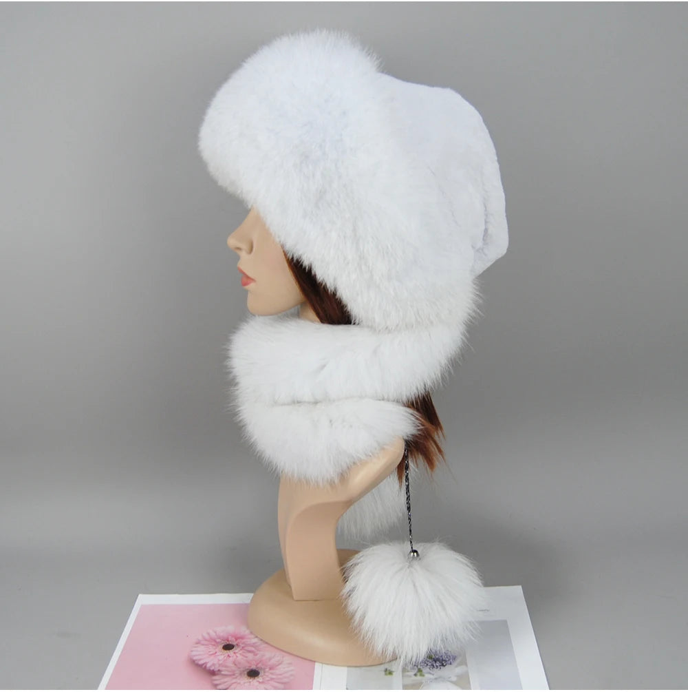 Women's genuine fox fur hat, different shades