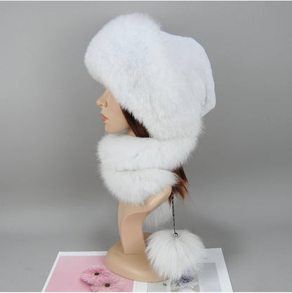 Women's genuine fox fur hat, different shades