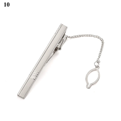 Men's silver-tone tie clip, decorated with beautiful crystal, available in different variations