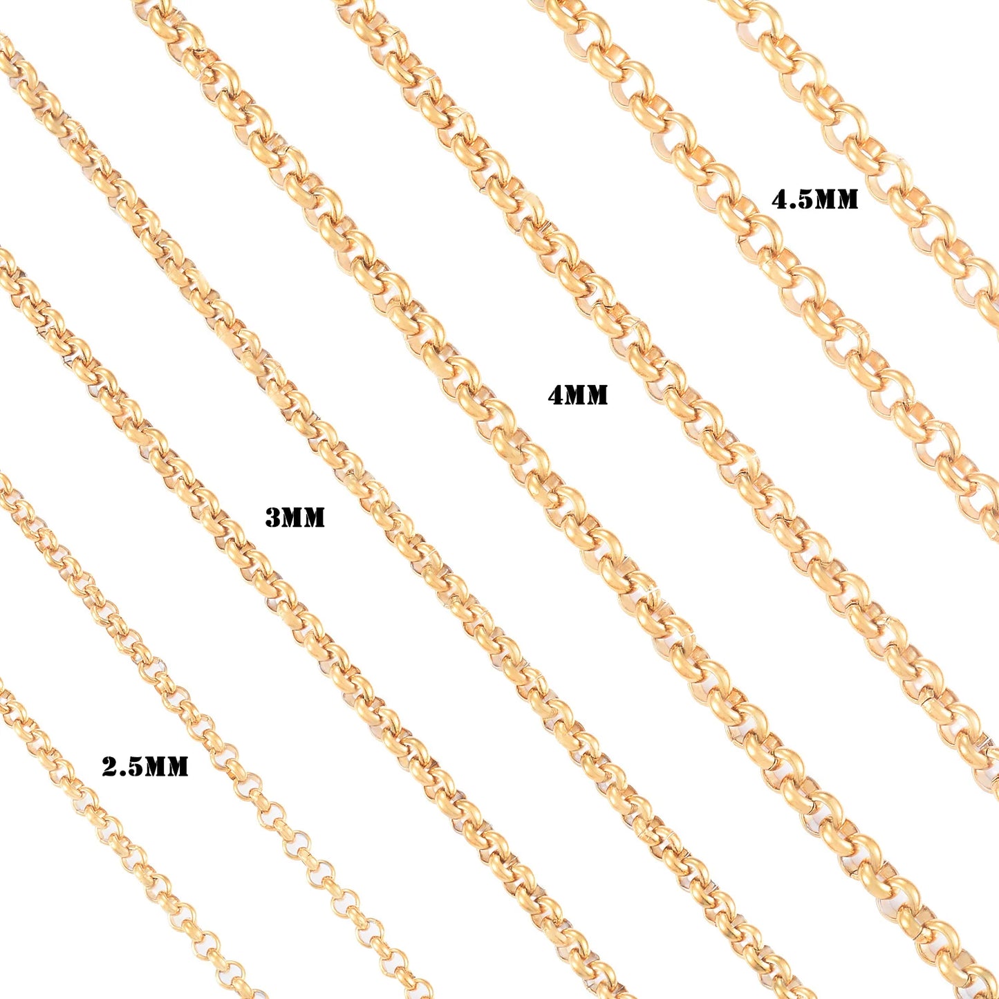 Yadreva stylish gold Rolo chain necklace, available in many different variations