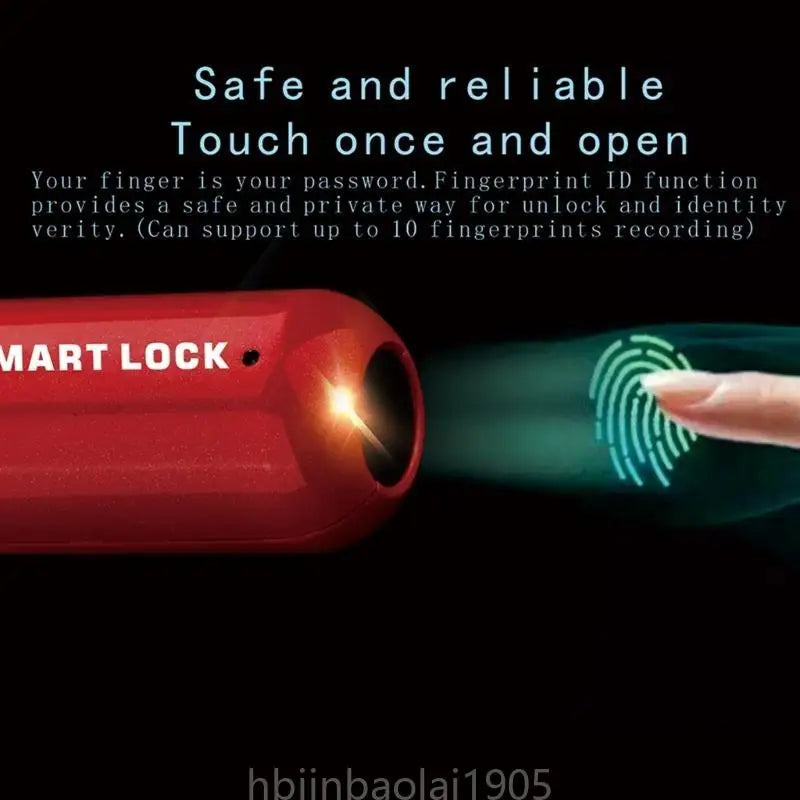 E74E Sormenjälkilukko - USB-ladattava Riippulukko Laukkuun & Matkalaukkuun