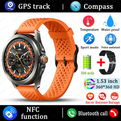 S4 Ultra GPS Älykello - AMOLED-Näyttö, Ulkoiluominaisuudet, NFC, Kompassi, Sykemittari, IP68 Vedenkestävä, Bluetooth-Puhelut - Punainen