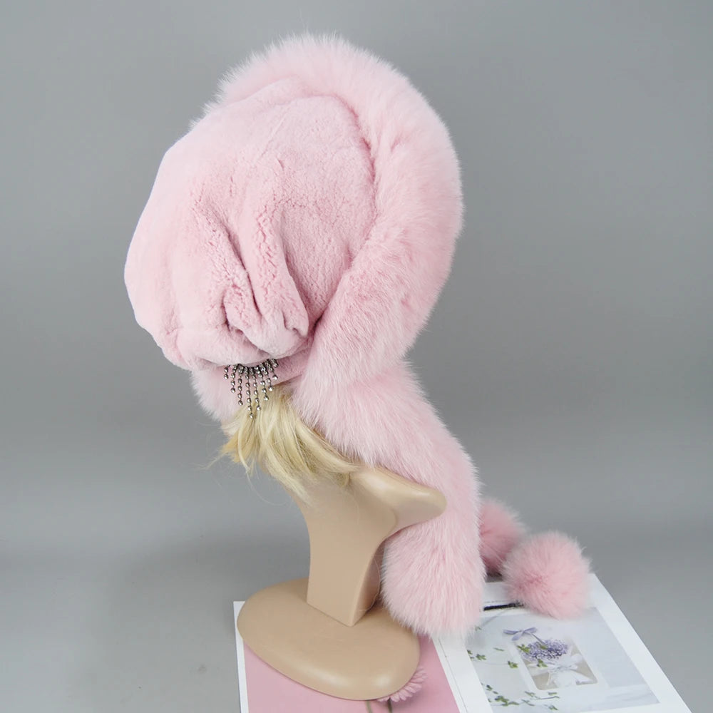 Women's genuine fox fur hat, different shades