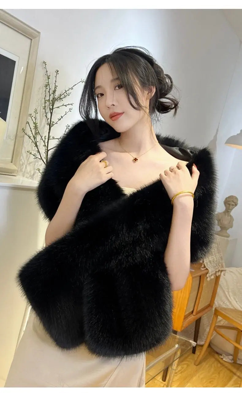 Faux fox fur scarf, faux fur for weddings and formal occasions