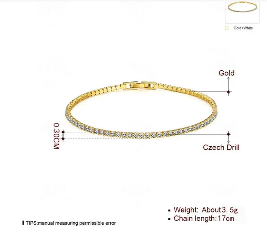 COSFIX Moissanite tennis rannekoru, 925 hopea valkokulta päällystetty, naisille ja miehille