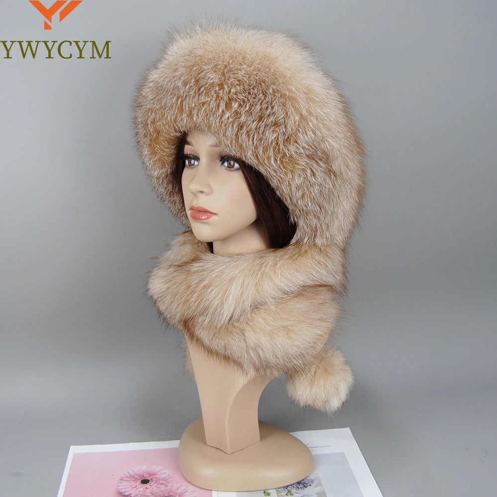 Women's genuine fox fur hat, different shades