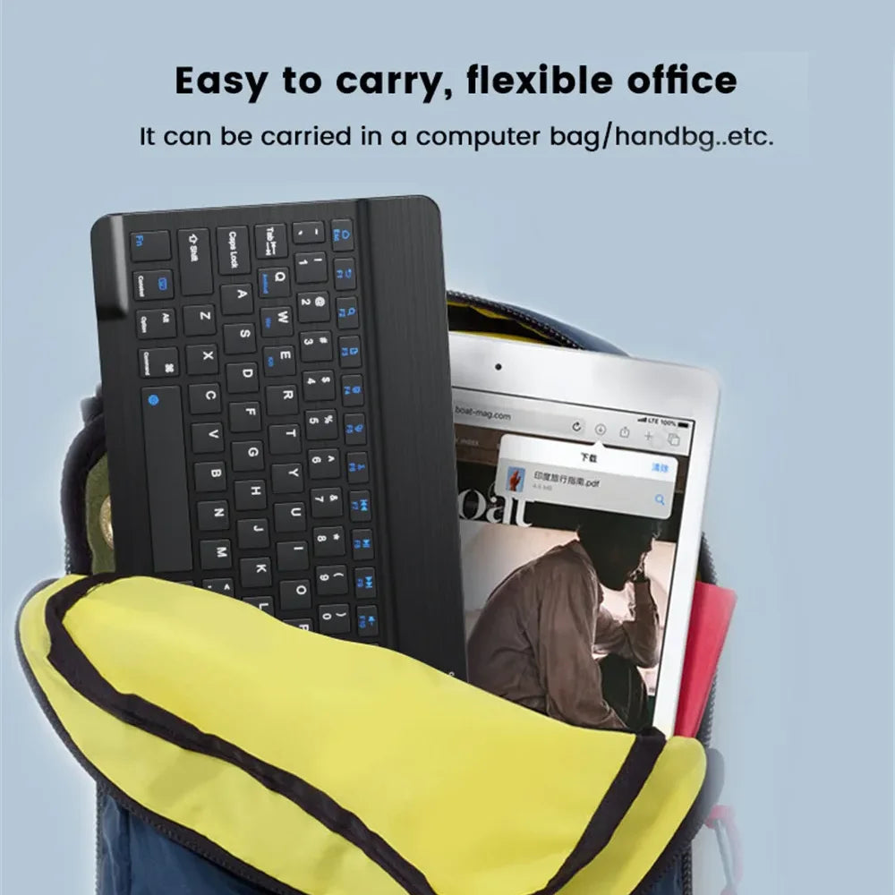 Langaton Bluetooth-Näppäimistö Ladattavalla Akulla - Pelaaminen & Työ iOS/Android/Windows - Sininen