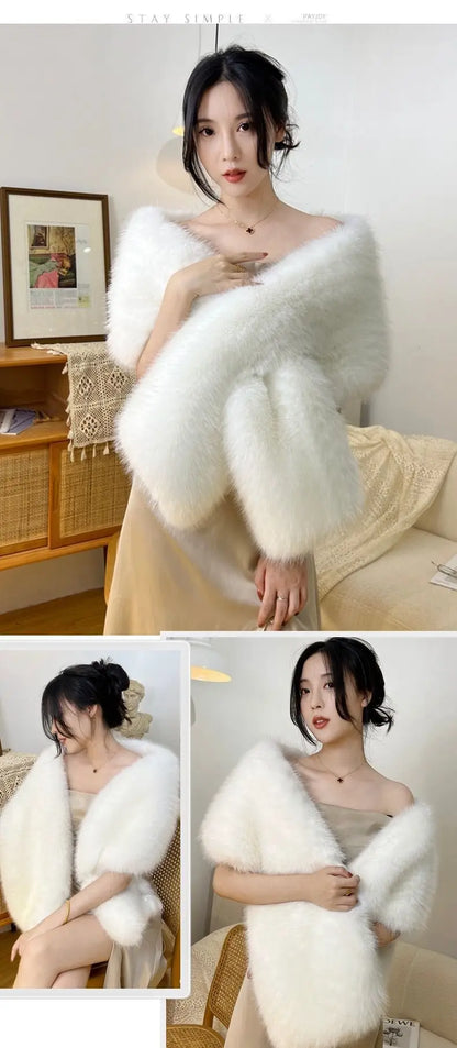 Faux fox fur scarf, faux fur for weddings and formal occasions