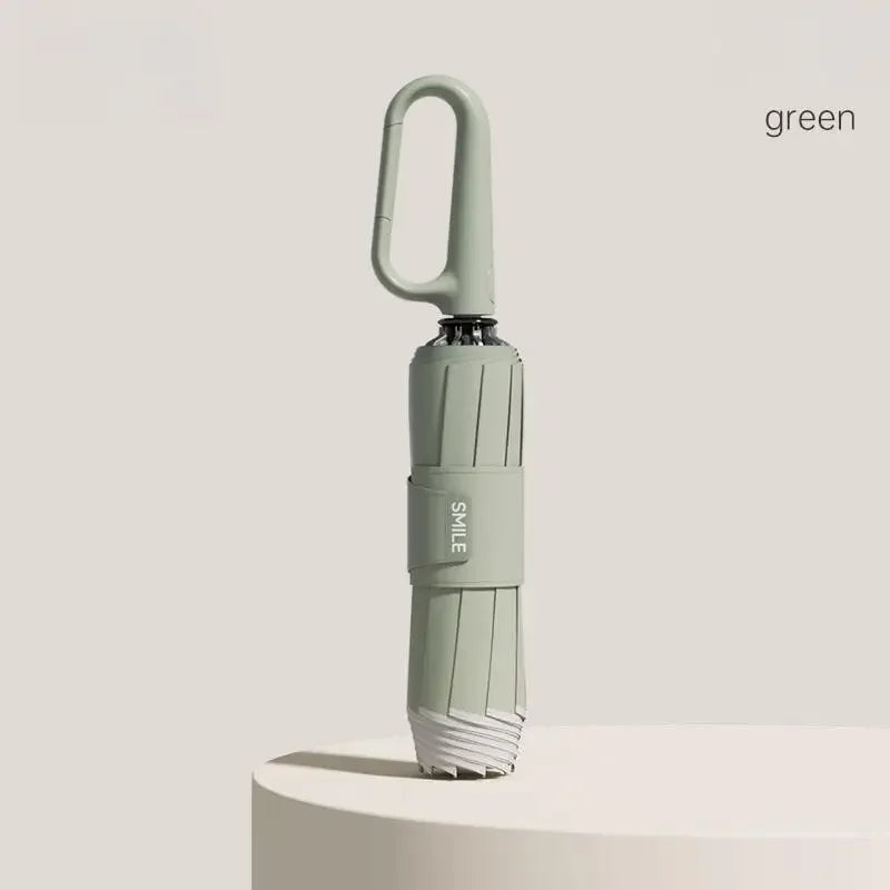 Kannettava Täysautomaattinen Sateenvarjo Rengassolkella - Pikalukkosäilytys, UV-Suojaus - Sininen