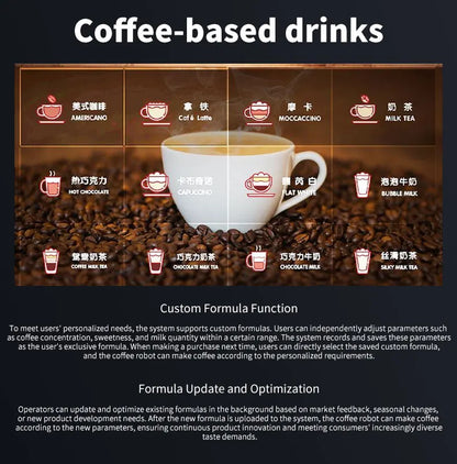 Fully automatic smart coffee machine, robotic arm, self-service